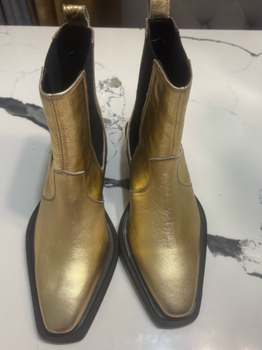 Topshop Metallic Gold Chelsea Ankle Boots
